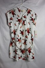 Womens XL Wishful Park Floral Shirt Dress Belted 1/4 Zip
