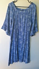 NAIF Blue Floral Women's Long Night Gown Large