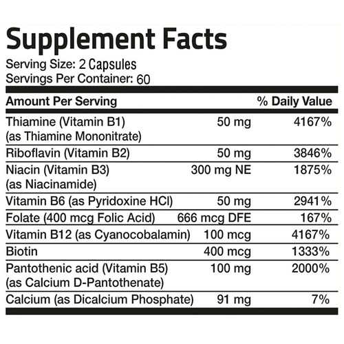 Vitamin B Complex 590mg - Enhance Energy, Promote Metabolism, Immune Support - Picture 2 of 12