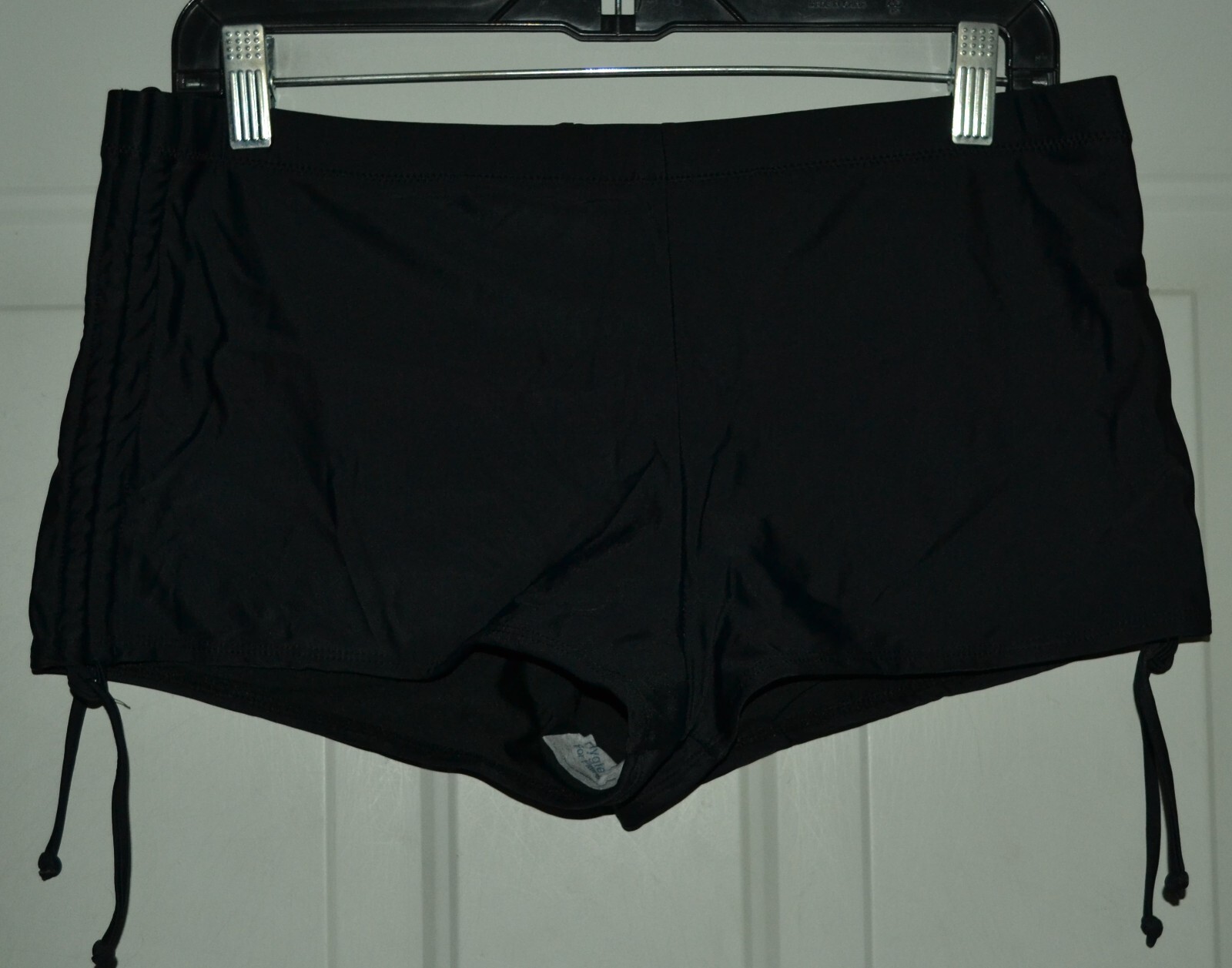 NEW TITLE NINE SWIM BOY SHORTS BIKINI BOTTOM ADJUSTABLE BLACK L 12/14