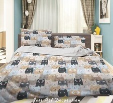 3D Cat Cartoon Kids Quilt Cover Set Duvet Cover Bedding Pillowcases