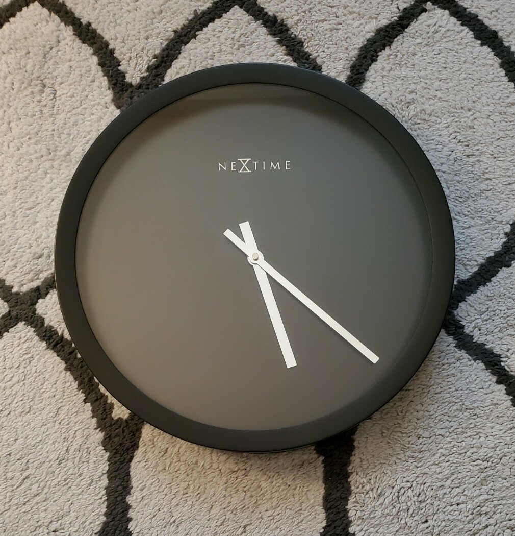 Retro NEXTIME Wall Clock Color: Black/Silver Hands - Size: 17.5 Diameter Working