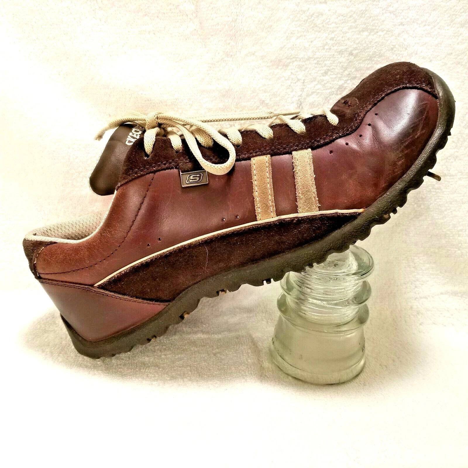 Skechers Womens comfort shoes Sz 10 Brown Leather Fashion Sneakers 45410