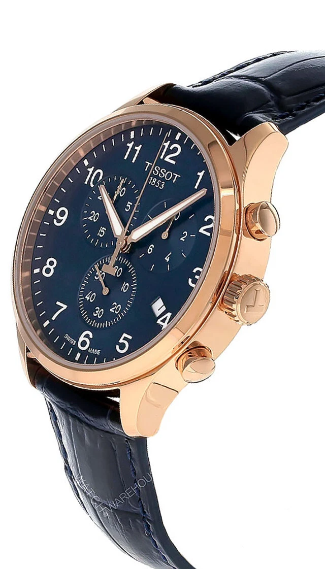 TISSOT CHRONO XL Classic 45MM Blue Dial Leather Men s Watch T116