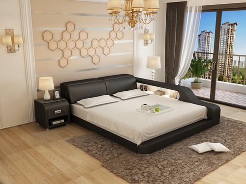 Wasserbett Hotel Doppelbett Betten Komplett Lederbett Wasser Mit USB Polsterbett - Bild 8 von 12