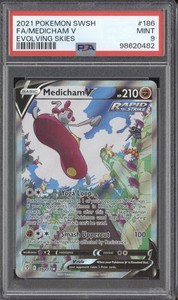 2021 Pokemon Evolving Skies 186/203 Medicham V Full Art PSA 9