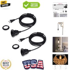 2-Pack 15 Feet Plug in Pendant Light, Black Extension Hanging Lantern Cord Ca...