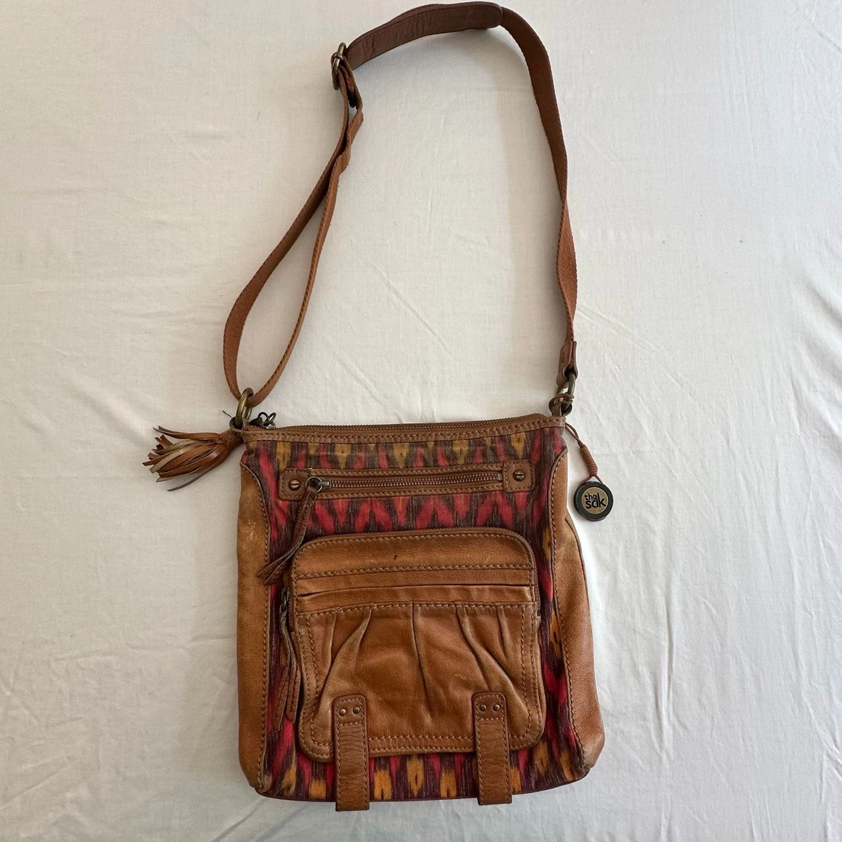 The Sak Cognac Leather‎ Messenger Bag Boho Crossbody Satchel Shoulder Purse The Sak Coral Leather Shoulder Crossbody Bag with Detailed  main image 3