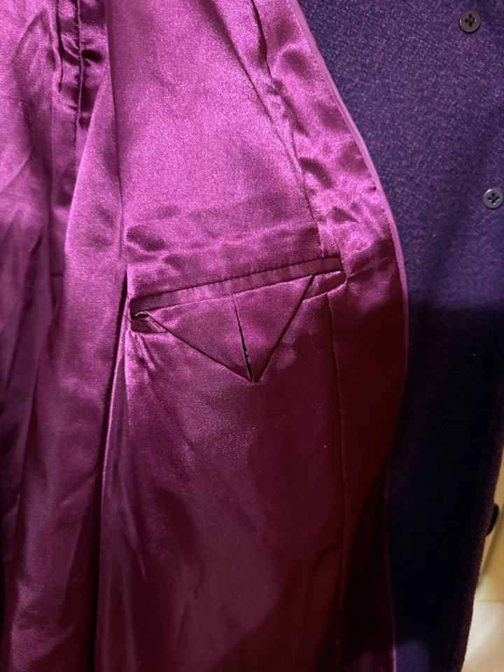 Lands’ End Women's Purple Pink Wool Blend Lined City Pea Coat Jacket Size 16W/P  - Image 4 of 4