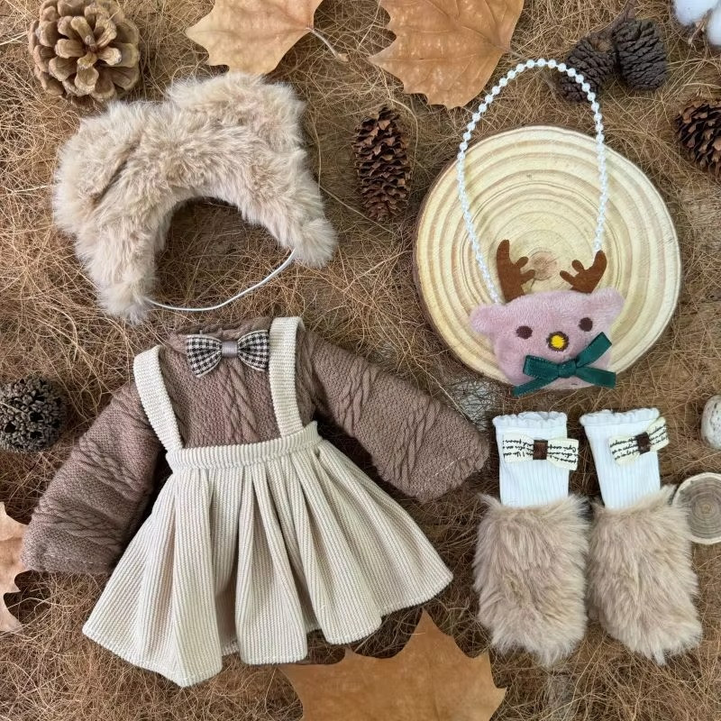 Winter Dress + Cute Hat Set 30cm 1/6 Scale Blythe Outfit