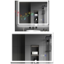 HOMCOM Specchio Bagno Antiappannante con Luce LED e Speaker Bluetooth