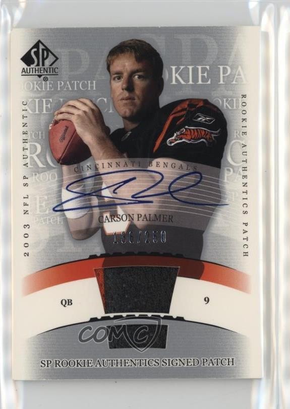 2003 SP Authentic Authentics Signed Carson Palmer RPA Rookie Patch Auto RC 7xr