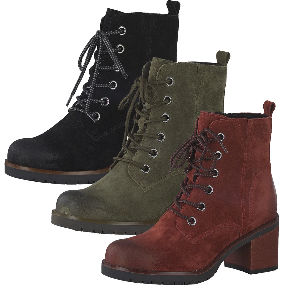 Marco Tozzi Damen Schnürstiefeletten Stiefel Leder 2-25202-25