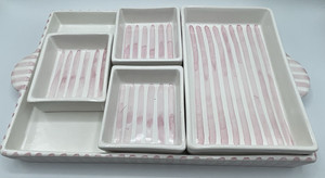 Pink And White Striped Dresser Desk Tray Set by Donacer Made In Portugal