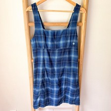 NWT American Eagle Blue Plaid Mini Dress Smocked Back Cotton Medium