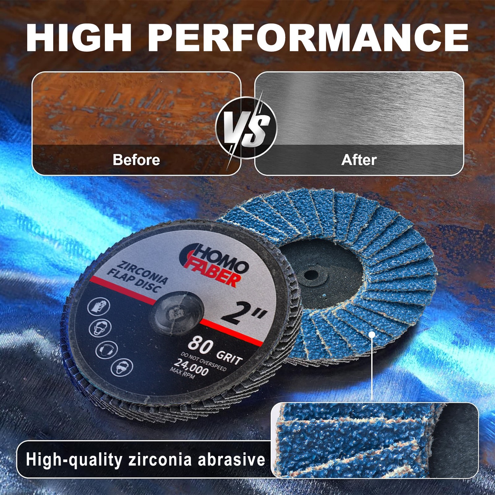 50 PCS 2 Inch Flap Disc for Die Grinder Sanding Disc & Holder, 36/60/80/120 Grit