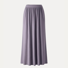 OGL Soft Linen Knit Gathered A-Line Maxi Skirt with Pockets &ndash; Blue Lilac