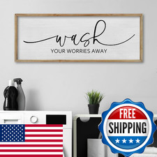 FZMHASLWW Funny Laundry Room Bathroom Wall Decor Wash Your Worries Away Sign 40"