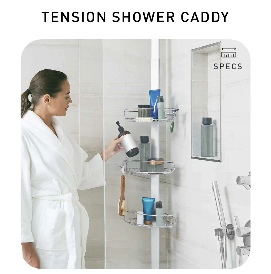 Simplehuman 5-8 pés caddy de tensão alumínio reforçado varejo: US$ 120 novo na caixa - Imagem 4 de 4