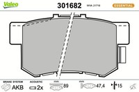 Bremsbelagsatz Scheibenbremse Hinten Valeo 301682 FÜR Honda MG Rover Suzuki