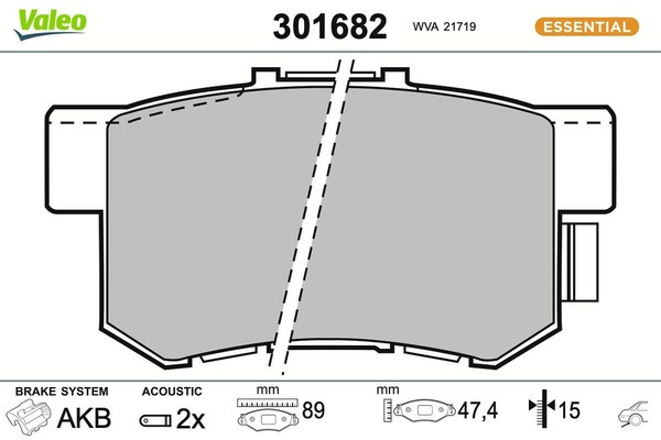Bremsbelagsatz Scheibenbremse Hinten Valeo 301682 FÜR Honda MG Rover Suzuki-image