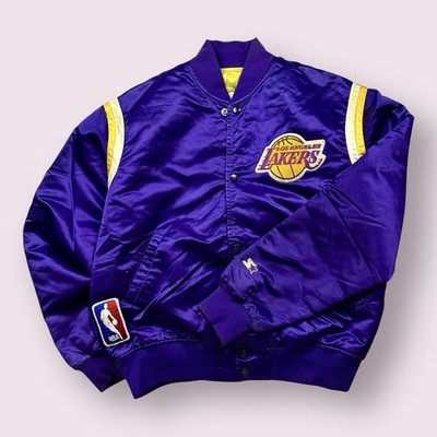 Vintage Men's Starter Los Angeles Lakers Satin Bomber Jacket 80s