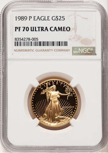 1989-P Proof Gold Eagle 1/2 oz Brown Label NGC MS70
