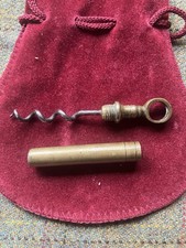 Scarce Georgian Antique Brass Pocket Picnic Corkscrew