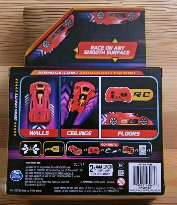 Air Hogs, Zero Gravity Sprint RC Car Wall Climber, USB-C Rechargeable Indoor RED - Image 2 of 2
