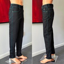 GIANNI VERSACE jeans black w/ turquoise stitching size 48 from S/S 1993 Miami