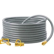40 Feet 3/8 inch ID Natural Gas Grill Hose with Quick Connect Fittings, Natur...