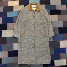 Vintage 80s L.L.Bean Tweed Wool Long Trench P...