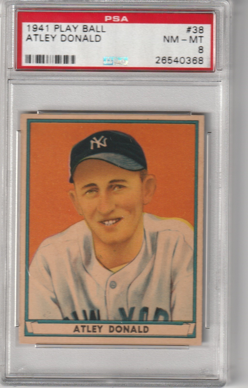 1941 Play Ball Atley Donald #38, PSA NM-MT 8