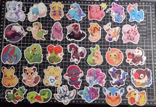 Pokemon Stickers 25 Pack Random Mix Sticker Decal Set Large Version Glossy Cute