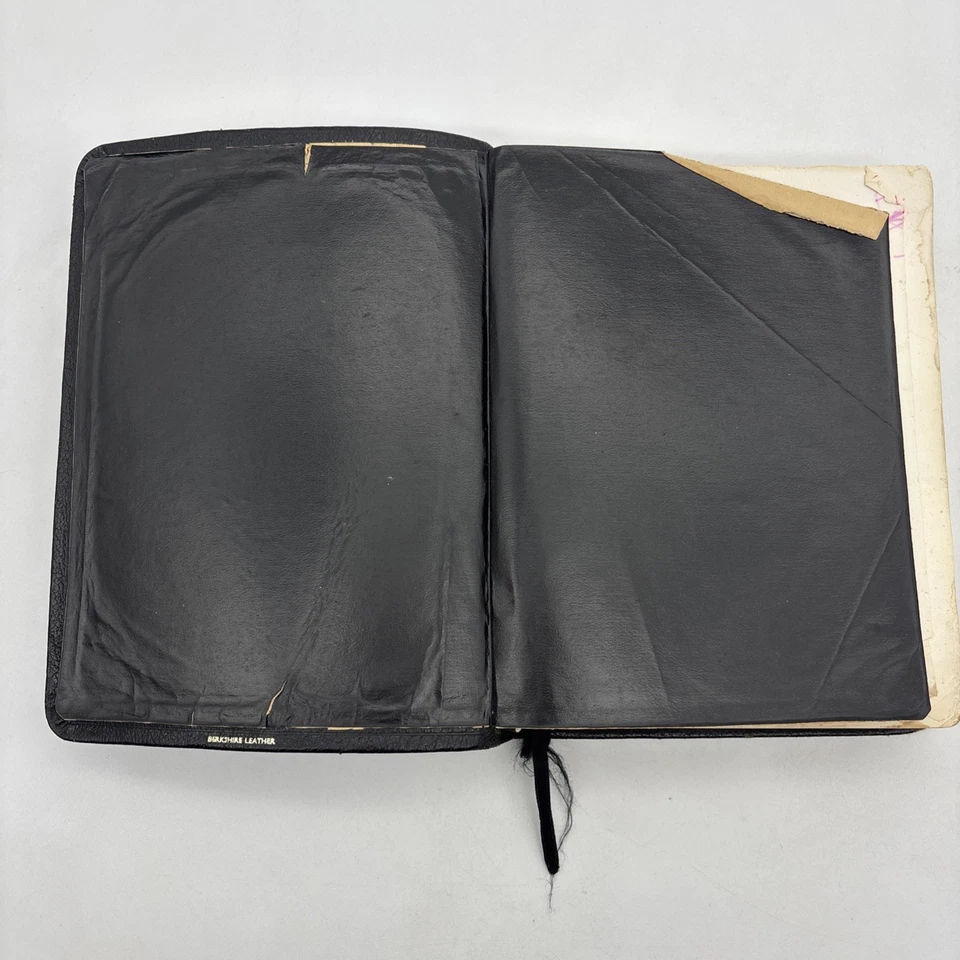 Cambridge Wide Margin KJV Holy Bible Concordance Black Berkshire Leather Worn - image 2 of 4