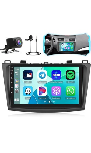 for Mazda 3 2009-2013 Radio Stereo with Wireless Carplay Android Auto 9 inch Tou