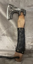 HAND FORGED CARBON STEEL VIKING VALHALLA AXE TOMAHAWK THROWING AXE, SHEATH