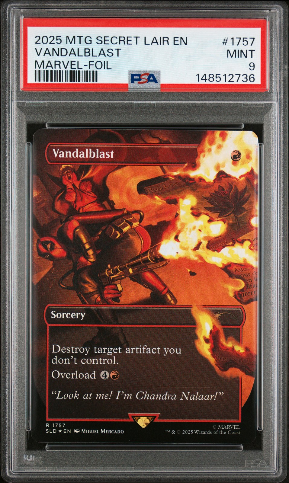 2025 MTG SECRET LAIR DROP MARVEL'S DEADPOOL-FOIL #1757 VANDALBLAST PSA 9