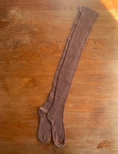 Womens Girls Teddy Brown Thigh High Over The Knee Knitted Long Socks UK3-5