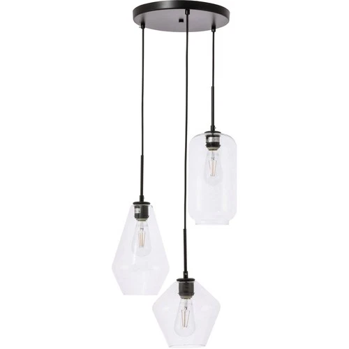 Living District LD2268BK Gene 3 Light 17.3 inch Black Pendant Ceiling Light - Picture 7 of 11