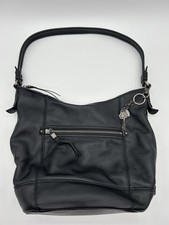 The Sak Black Leather Hobo Bag W/ Charms Shoulder Purse