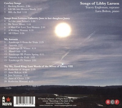 TRACEY ENGLEMAN / LARA BOLTON LIFT ME INTO HEAVEN SLOWLY: SONGS OF LIBBY LARSEN