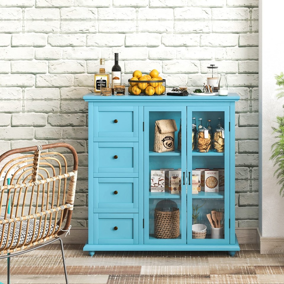 Buffet Sideboard with Storage - Kitchen Pantry Cabinet with 2 Doors, 4 ...