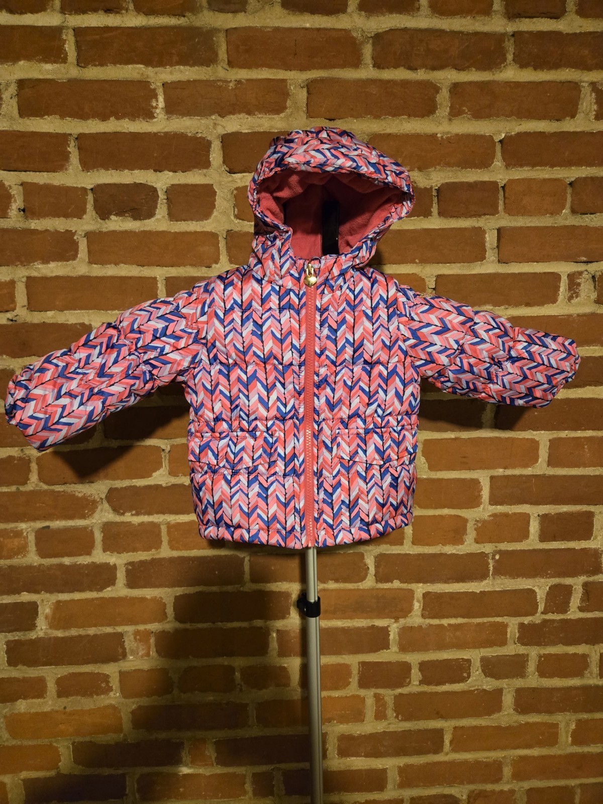 OshKosh B’gosh Girls Puffer Jacket 18M Hooded Winter Coat Pink Blue