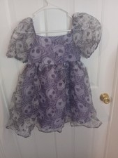 JACK SKELLINGTON NIGHTMARE BEFORE CHRISTMAS PUFF SLEEVE PURPLE DRESS SZ 10/12