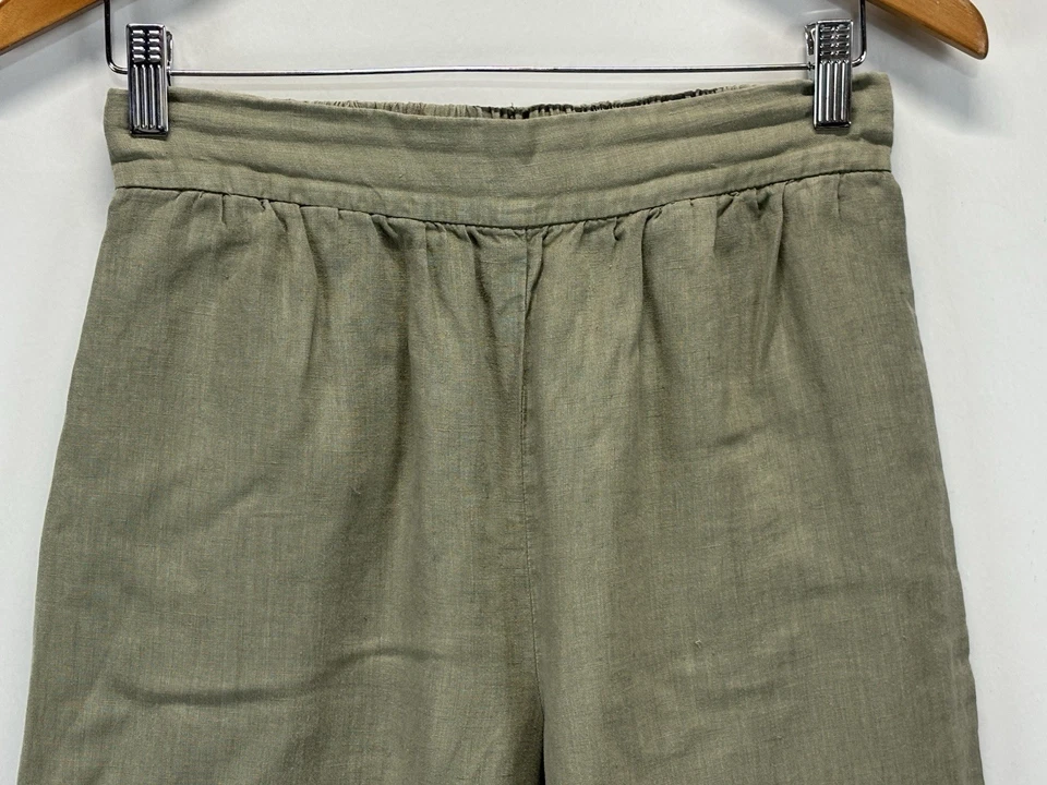 Pantalones cortos Lou & Grey de lino de pierna ancha talla mediana para mujer verde salvia  Foto 2 de 4
