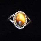 Vintage Sterling Silver Ring w/ Oval TIGER'S EYE Center Gemstone Southwest sz 6
