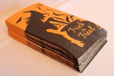 LOT 30 HALLOWEEN NAPKINS TRICK OR TREAT WITCH STIRRING COLDREN w/BATS - UNUSED