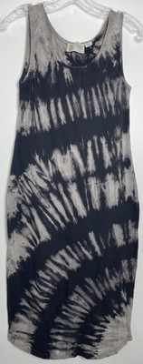 Anthropologie Saturday Sunday Medium Aloe Tie Dye Dress Midi Black & Gray