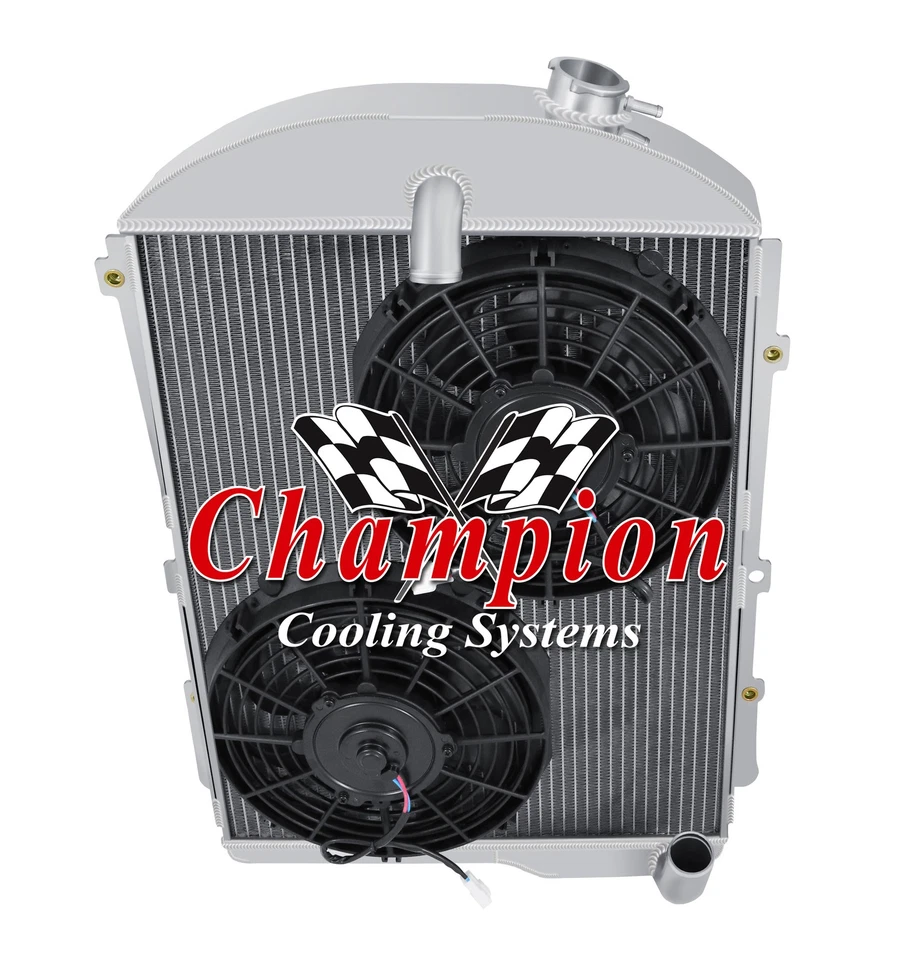 KR Champion 3 Row All Aluminum Radiator W/ 2 10" Fans for 1938 Chevrolet Master - Image 3 of 4
